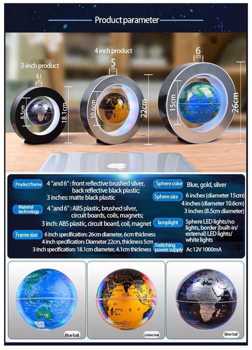 Floating Moon Globe Lamp – O-Type Magnetic Frame with LED Night Light