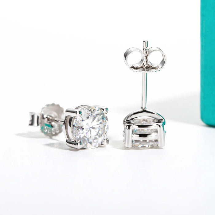 10K Gold Post Moissanite Stud Earrings with GRA Certificate