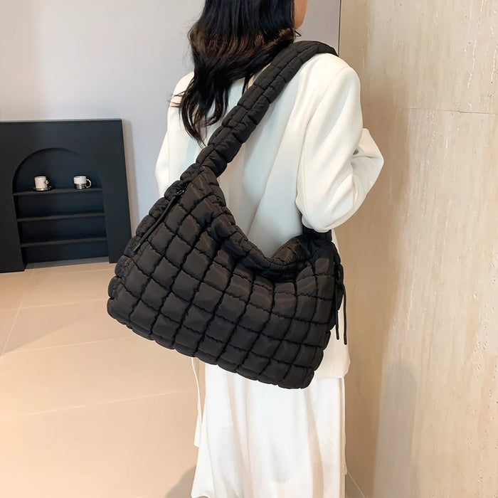 Women’s Puffer Shoulder Bag – Fashion Bubble Tote with Large Capacity