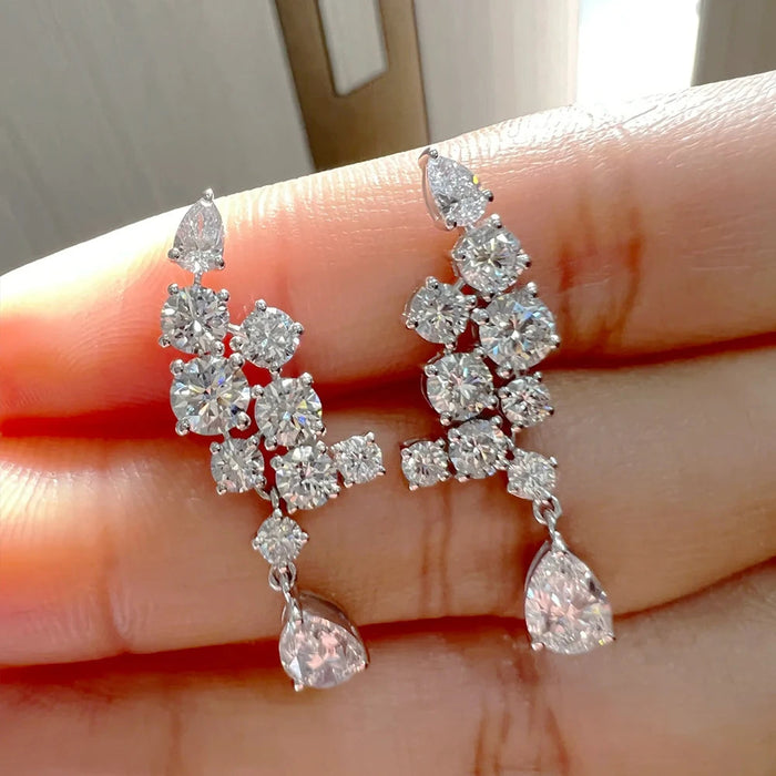 Pear Cut Moissanite Drop Earrings – D Color VVS1 Elegance SF