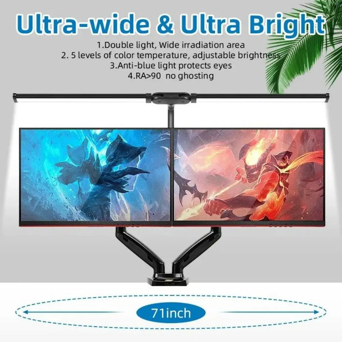 Double-Head LED Desk Lamp – Wide, Adjustable Lighting with 10 Brightness Levels