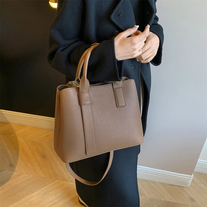 Women’s PU Leather Business Handbag – Saffiano Tote with Adjustable Shoulder Strap