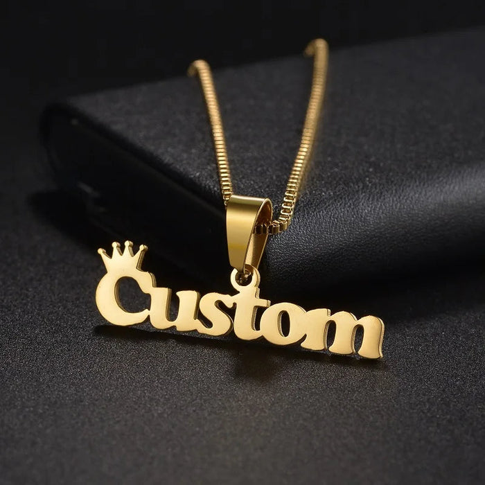 Custom Name Crown Necklace- Trendy Crown Name Necklace in Gold, Silver & Rose Gold SF