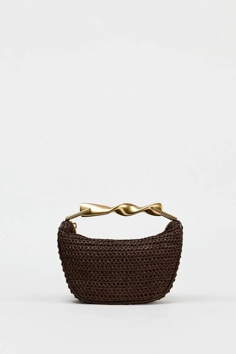 Women's Half Moon Straw Bag – Woven Bucket Crossbody Shoulder Bag for Summer Beach SF