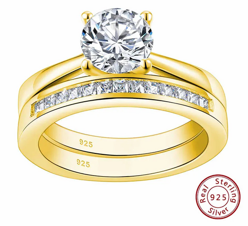 Bridal Ring Set 1ct Zircon | Sterling Silver Wedding Bands | Premium Shine