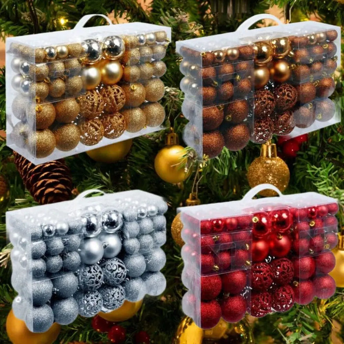 100PCS Christmas Ball Ornament Set in Multiple Colours for Tree Decoration