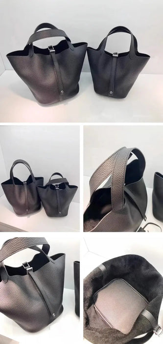 Cowhide Leather Bucket Bag – Soft Fashion for Four Seasons SF