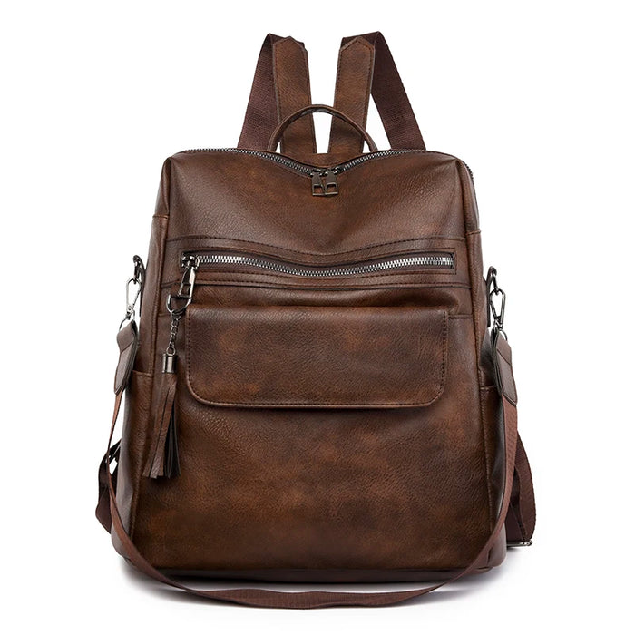 Compact PU Softback Backpack – Fashionable Tassel Design for Women