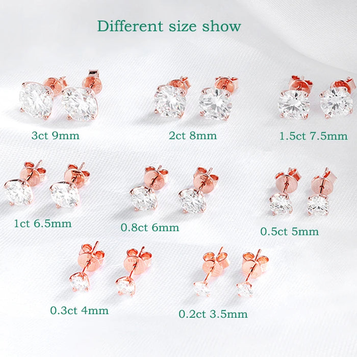 Premium Moissanite Stud Earrings – Brilliant D Color VVS1 Stones