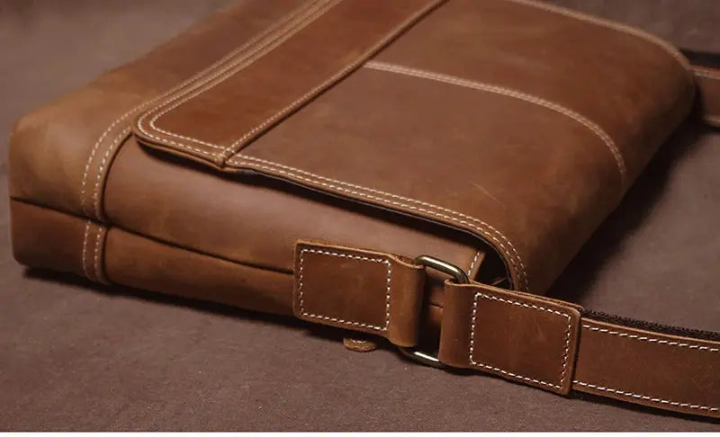 Vintage Leather Satchel Bag – Soft Men’s Crossbody Shoulder Bag SF