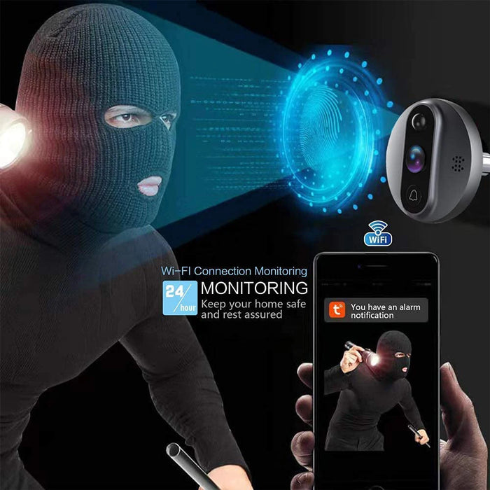 Smart WiFi Door Viewer Camera – 3MP HD, 4.3" LCD, PIR Motion, 2-Way Audio, Night Vision, Tuya & Alexa. - Samanta Factory