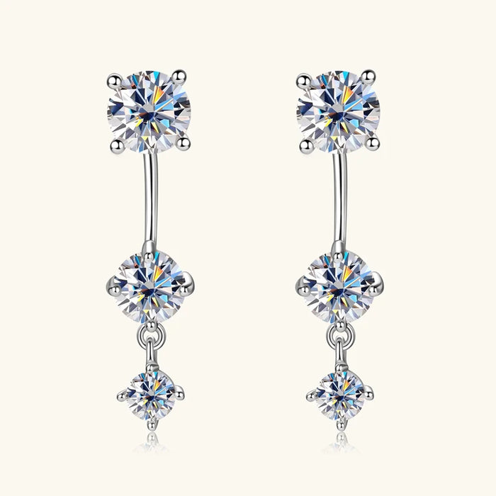 Moissanite Stud Earrings – D-Color VVS1 2-in-1 Sterling Silver