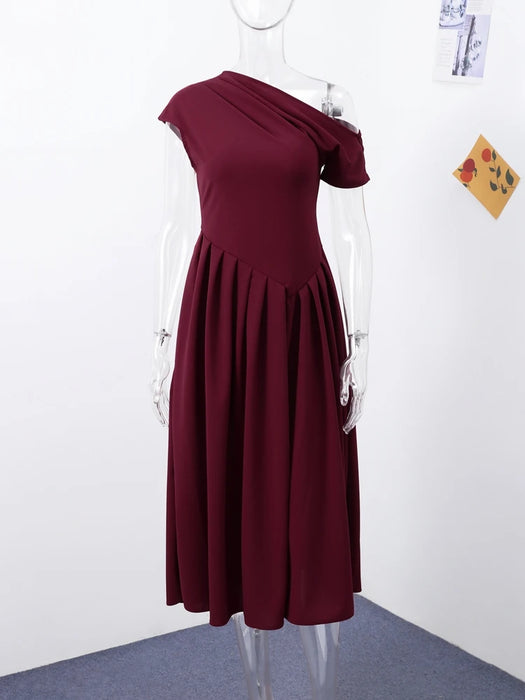 Maxi Dress – Pleated Patchwork Elegance - Samanta Factory