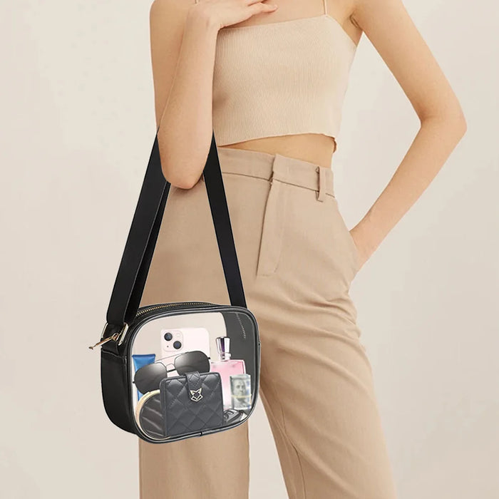 Clear PVC Crossbody Bag for Women – Transparent Square Shoulder Bag for Concerts & Travel