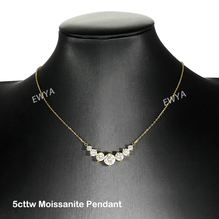 Moissanite Pendant Necklace – 7-Stone 925 Sterling Silver D-Color VVS1