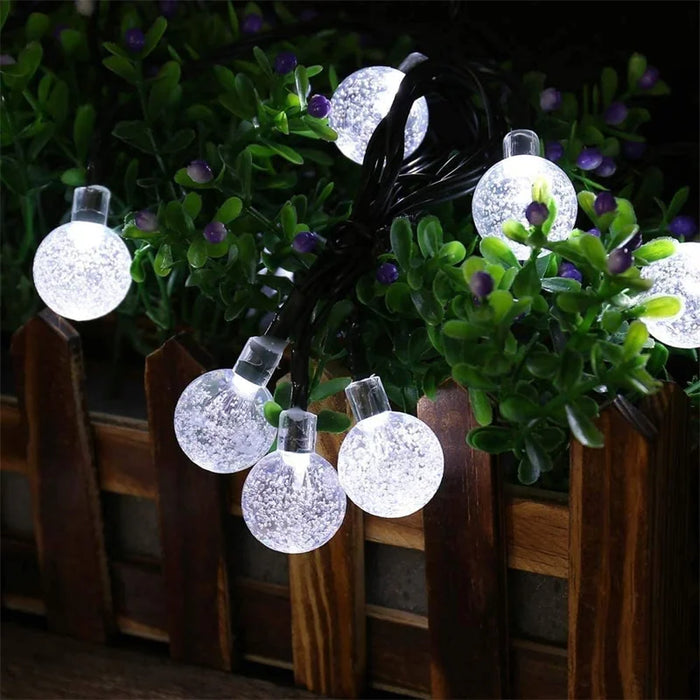 Solar Crystal Globe String Lights – 60 LED Waterproof Fairy Lights with 8 Lighting Modes - Samanta Factory