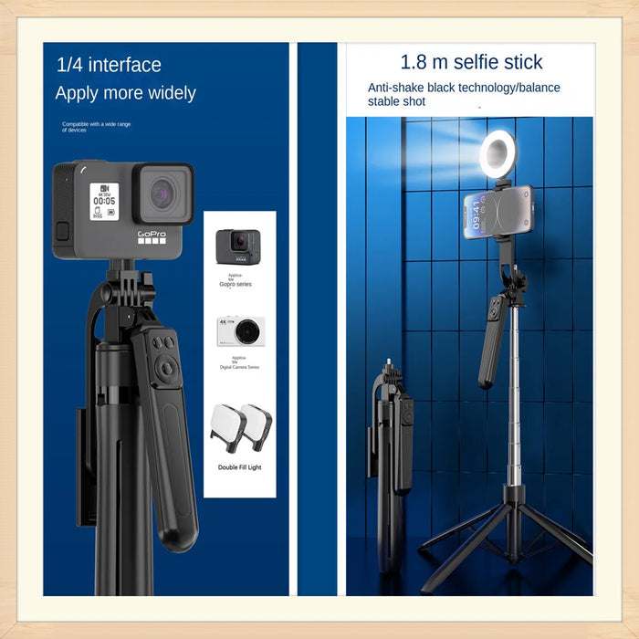 Bluetooth Selfie Stick Tripod – Lightweight 180cm Extendable with Remote for iOS & Android
