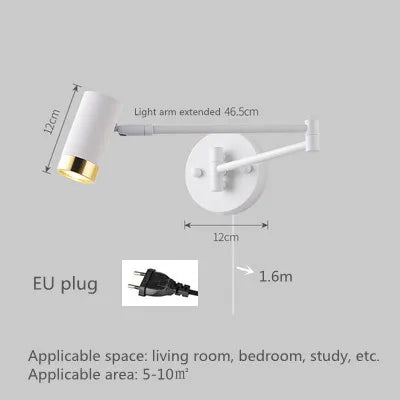 Modern Wall-Mounted LED Lamp – Adjustable Swing Arm with Warm/Cold Light for Bedrooms & Living Rooms - Samanta Factory