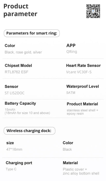 Smart Health Ring – Touchscreen Activity & Wellness Tracker SF