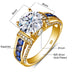 2ct Moissanite Ring – D Color VVS1 with Blue Sapphire Accent SF