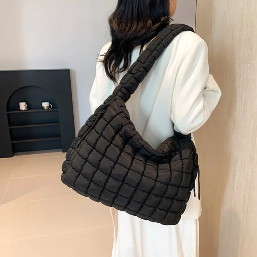 Women’s Puffer Shoulder Bag – Fashion Bubble Tote with Large Capacity - Samanta Factory