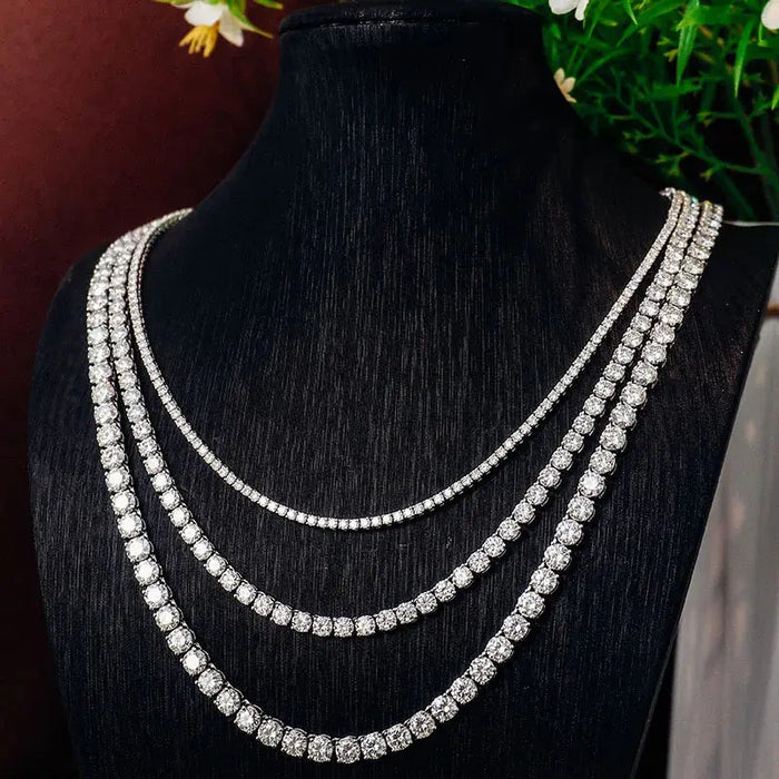 Moissanite Tennis Necklace – D Color VVS1 S925 Sterling Silver Link Chain for Women and Men SF