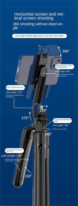 Bluetooth Selfie Stick Tripod – Lightweight 180cm Extendable with Remote for iOS & Android