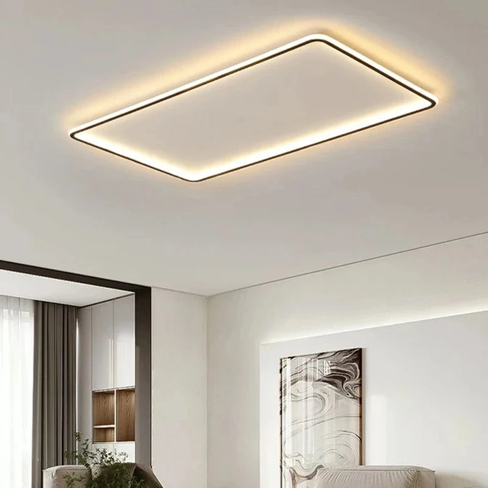 Modern ultra-thin LED ceiling light with remote control, dimmable settings, and multiple color temperatures for bedroom, living room, dining room, and kitchen lighting