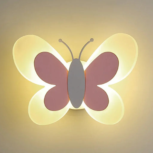 Butterfly Wall Light – LED Acrylic Lamp for Kids Room in Blue, Pink, or White