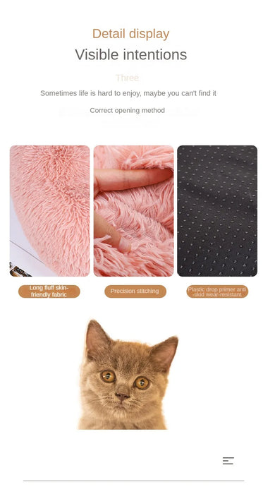 Plush Cat & Dog Nest Bed – Warm, Washable & Fluffy for Winter Comfort