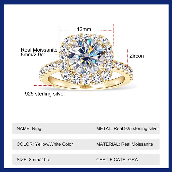 Brilliant GRA-Certified Moissanite Ring for Women with Hypoallergenic 925 Silver