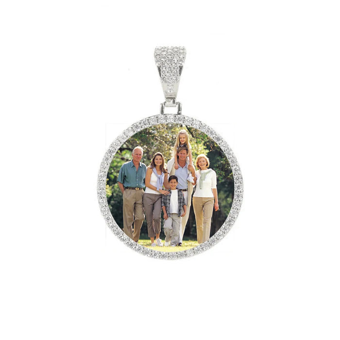 Personalized Bling Circle Necklace with Engraving – Memory Jewelry for Men & Women SF
