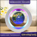 Floating moon globe with O-type magnetic frame and LED light in blue, gold, and silver

