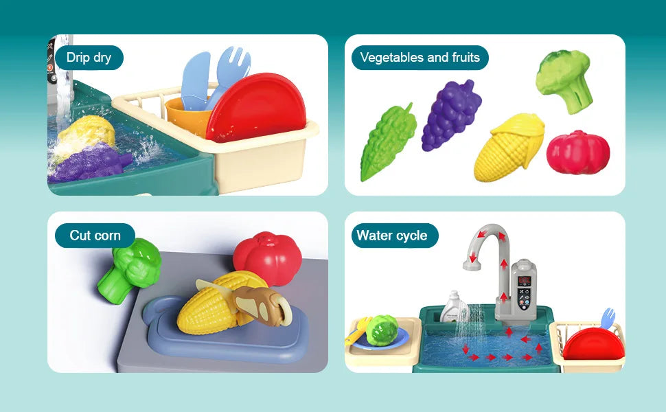Kids Kitchen Toys Set – Realistic Plastic Cooking Playset for Ages 3–12