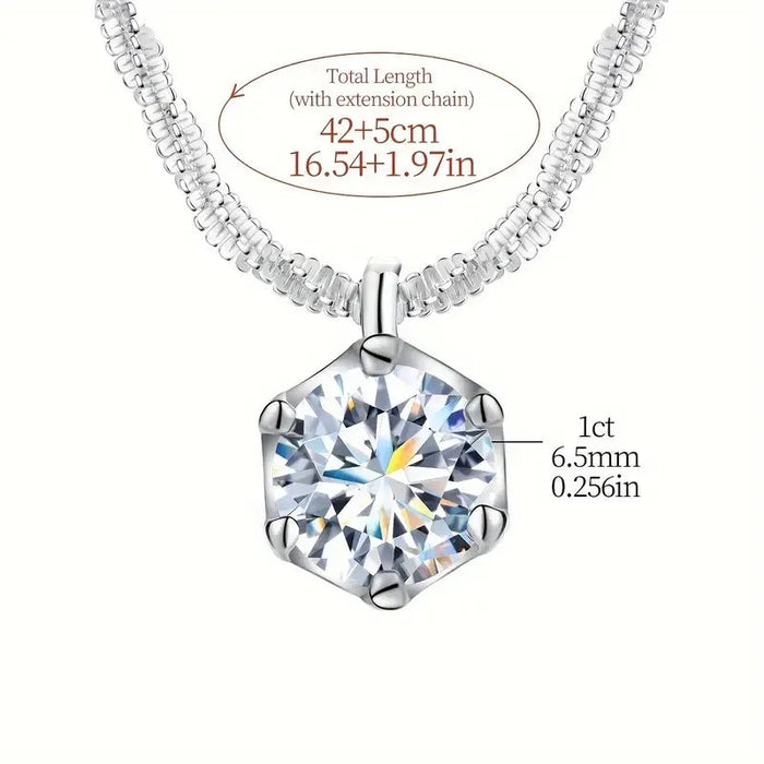 1CT Moissanite Diamond Pendant Necklace – 925 Sterling Silver Luxury Women’s Jewelry SF