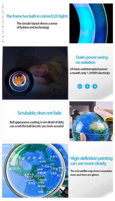 Floating Moon Globe Lamp – O-Type Magnetic Frame with LED Night Light