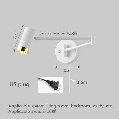 Modern Wall-Mounted LED Lamp – Adjustable Swing Arm with Warm/Cold Light for Bedrooms & Living Rooms - Samanta Factory