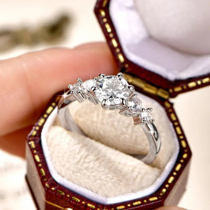 Ehhai Certified D Color VVS1 Lab Created Imitation Diamond Moissanite Ring for Women Engagement Rings Wedding Fine Jewelry Gifts SF