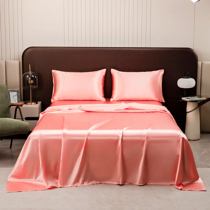 KISS NEST Satin Bed Sheet Set – Smooth 200TC Polyester, Twin to King Sizes - Samanta Factory
