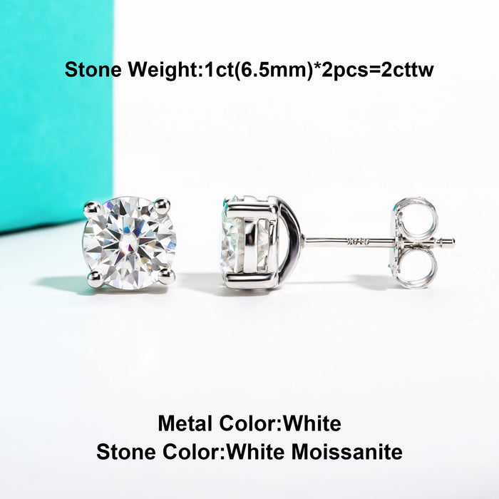 10K Gold Post Moissanite Stud Earrings with GRA Certificate