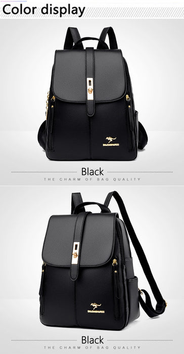 Women’s Leather Backpack – Fashionable White Shoulder Bag for Travel & School - Samanta Factory