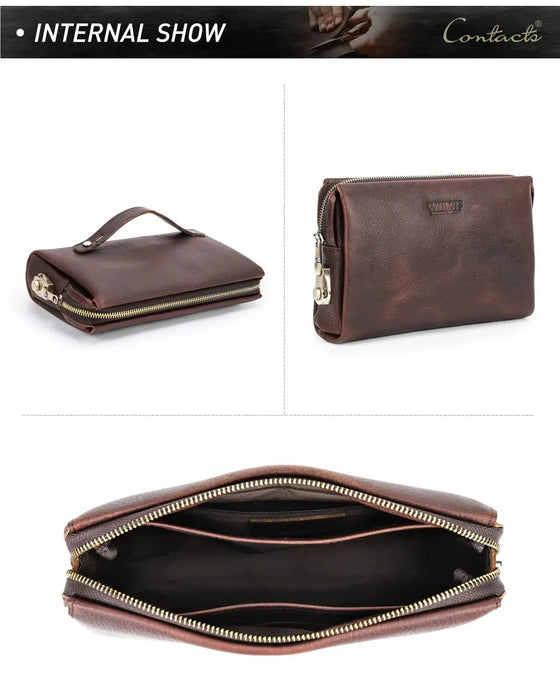 Men’s Leather Clutch Bag – Large Capacity Casual Hand Carry Bag SF