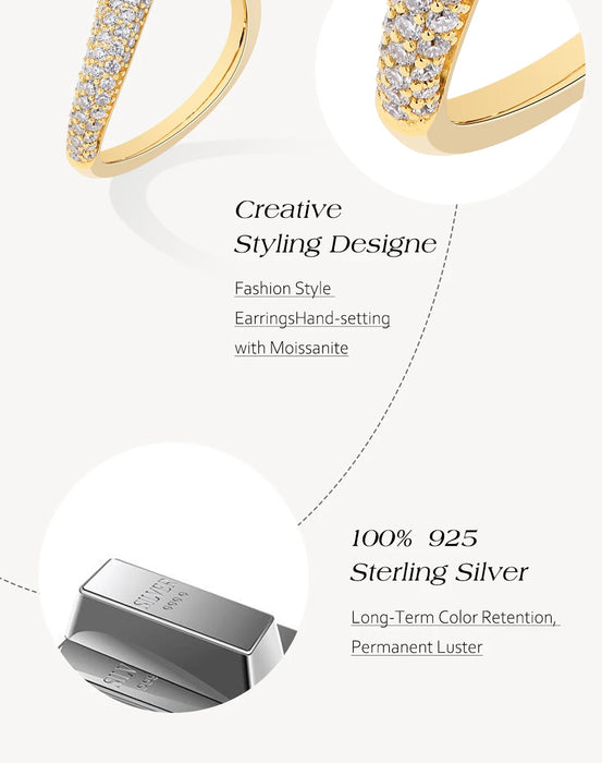 S925 Moissanite Ring – D-Color VVS1 Wavy Band