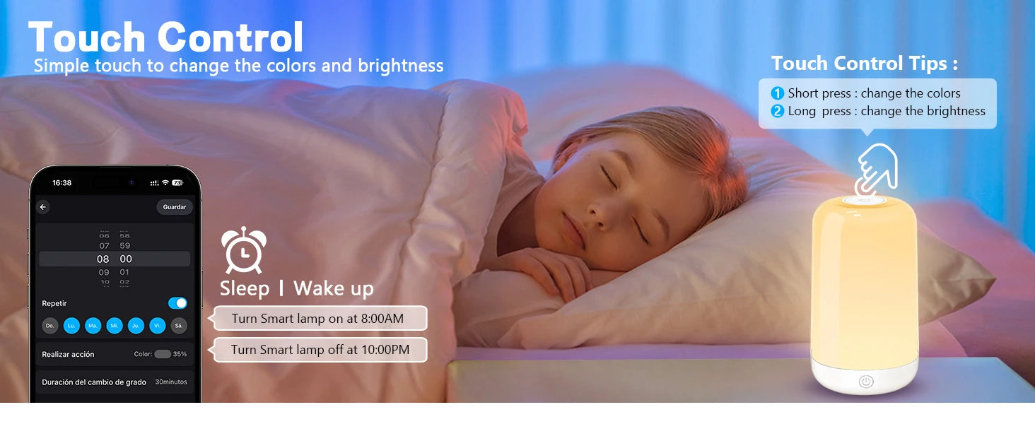 Smart RGB Night Light Lamp – Touch Control with App