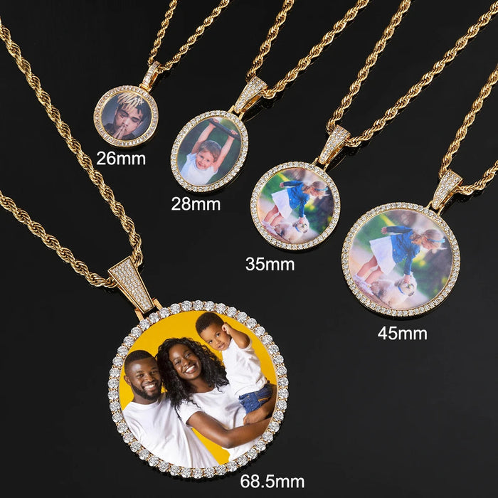 Custom Photo Necklace – Personalized Medallion Picture Pendant Chain SF