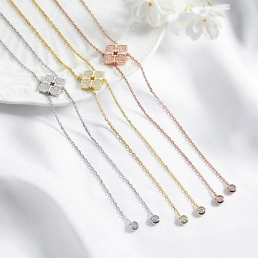 D color round-cut moissanite necklace in 925 sterling silver with white gold plating

