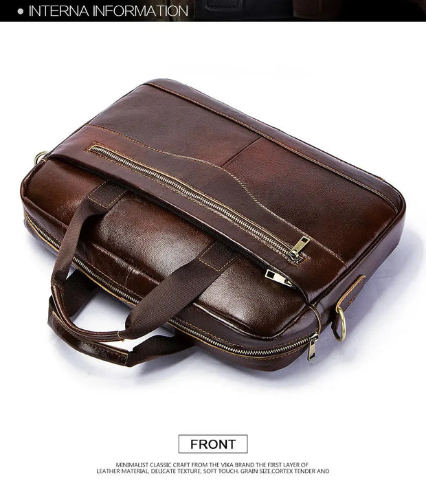 Leather Business Briefcase – Lightweight Men’s Work Tote Bag SF