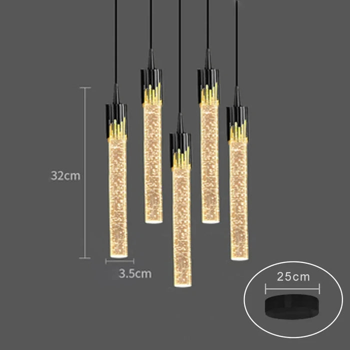 Modern Black & Gold LED Pendant Light – Crystal Rod Design for Ambient Lighting - Samanta Factory