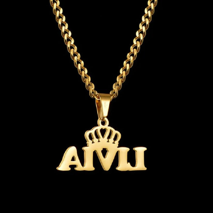 Custom Name Crown Necklace- Trendy Crown Name Necklace in Gold, Silver & Rose Gold SF