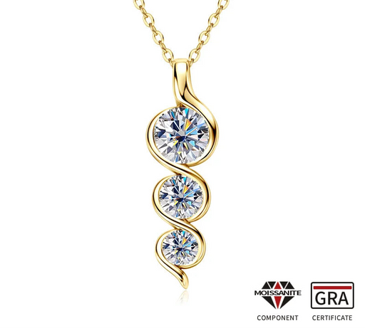 Twisted Round-Cut Moissanite Pendant Necklace in 925 Sterling Silver with Certificate